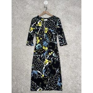 Erdem Allegra 3/4 Sleeve Floral Jersey Print Shift Dress - Small